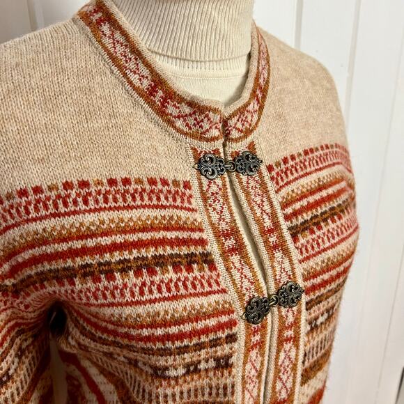 Telluride Clothing Co Nordic Fair Isle Wool Cardigan Sweater European Cottage L - Picture 3 of 8